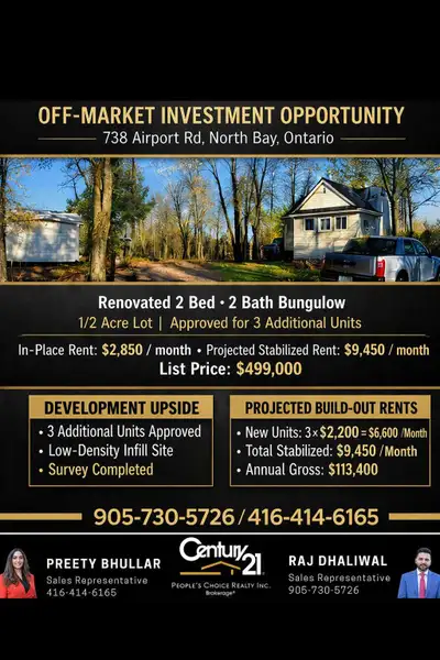 2 bed 2 bath home on 1/2 acre lot Located in North Bay Ontario