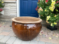 Glazed Brown Terracotta Garden Planter/Pot