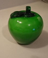 Vintage Hand Blown Glass Green Granny Smith Apple