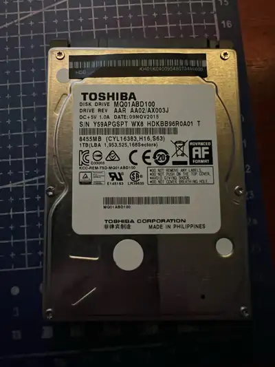 Toshiba  MQ01ABD100 1TB 5.4K RPM SATA 9.5mm 2.5" HDD, View more