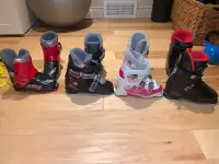 Kids skis boots snowboard 