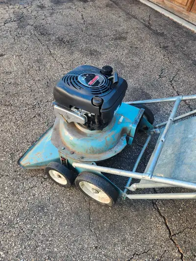 Older Lawn Vacuum, new engine and bag is good.