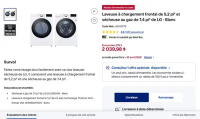Laveuse + Secheuse LG ultra-performants, View more