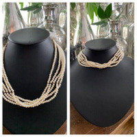 Antique faux pearls adjustable necklace