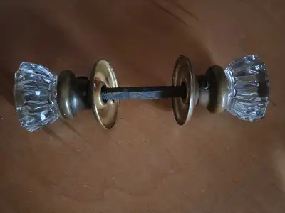 Antique Glass and Brass door knobs, View more