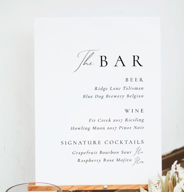 Bar Menu Wedding Sign | Custom Boards Toronto dans Loisirs et artisanat  à Région de Mississauga/Peel - Image 4
