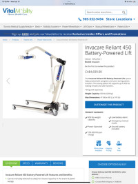 Invacare Reliant 450 Battery Powered Patient Lift