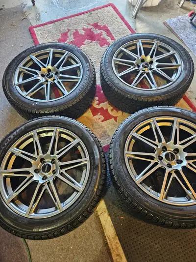 Michelin ice-x snow tires size 245/50 R20 Fast Switch Titanium Rims Bolt Pattern 5x114.3 with tire s...