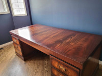 Executive rosewood desk and matching credenza 