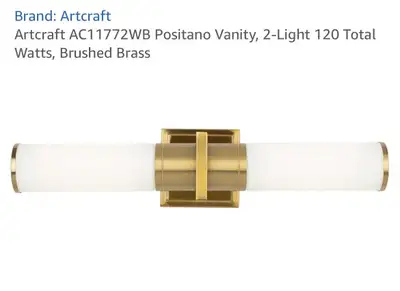 Brand new in box. I have 3 new beautiful brushed brass vanity lights. Each has 2 LED lights with whi...