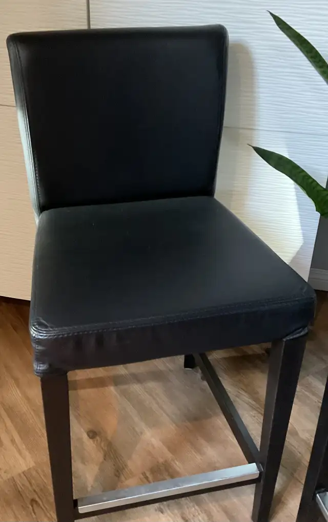 Norraker IKEA Birch Bar table and Henriksdal leather chairs in Dining Tables & Sets in Lethbridge - Image 9