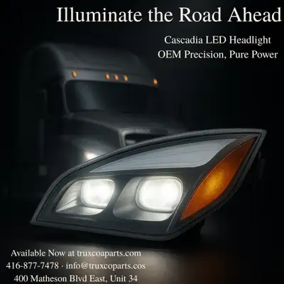 Cascadia LED Headlight – OEM Style | Call 416-877-7478 | 400 Matheson Blvd E, Unit 34, Mississauga,...