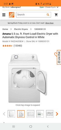 Brand new in box: Amana electric Dryer. 45% off HomeDepot price!