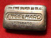Vintage 10 oz Engelhard 11th Series 999+ Fine Silver Cast Bar