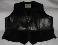 Men's Vintage Black Leather Vest Made in Canada