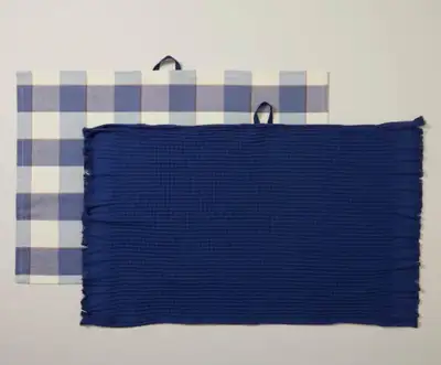 ORGANIC COTTON TEA TOWELS,：BLUE JAY CHECK, SET OF 2，100% new, View more