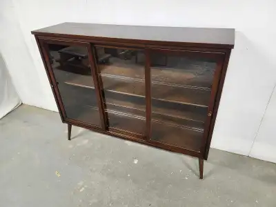 MID-CENTURY 1960'S WALNUT BOOKCASE/DISPLAY CABINET , View more
