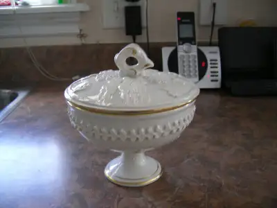 Vintage White Milk Glass Candy Dish, View more