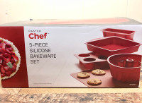 MasterChef 5-Pc Silicone Non-Stick Bakeware Set Red New