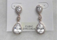 David's Bridal Rosegold with Cubic Zirconia Drop Earrings