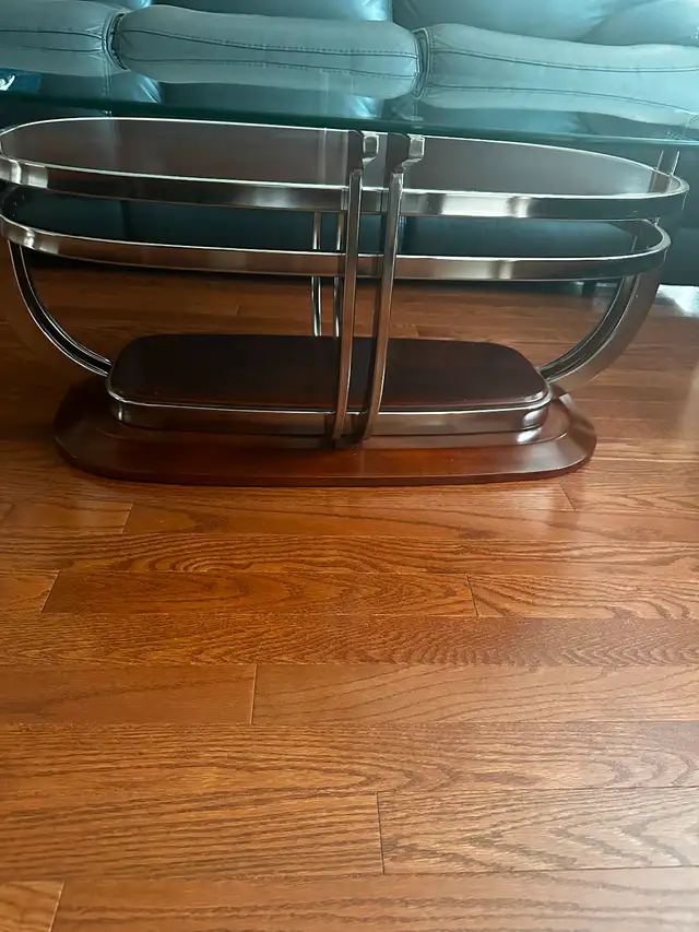 Glass and wood combination living room table62863729230595122