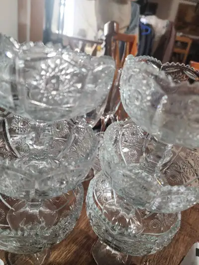 Lots of crystal, glasses, bowls, dip plates on & on, View more