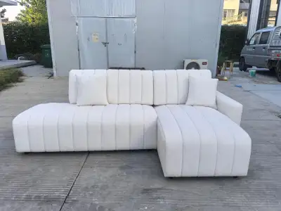 White Sectional Sofa with Ottoman, View more