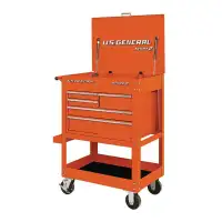 U.S. GENERAL 30 in. 5 Drawer Mechanics Tool Cart, Orange New