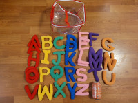 Alphabet letters in plush, with carrying case