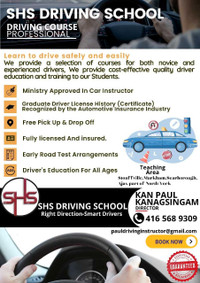 Driving instructor,driving school, driving lessons 416-5689309 