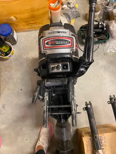 Late 60's I think Both were running well when stored Mercury 200 2 stroke 20hp $800 Johnson 6hp 2 st...