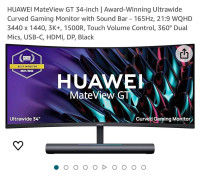 HUAWEI Mateview GT 34" Ultrawide Curved Gaming Monitor VESA Game
