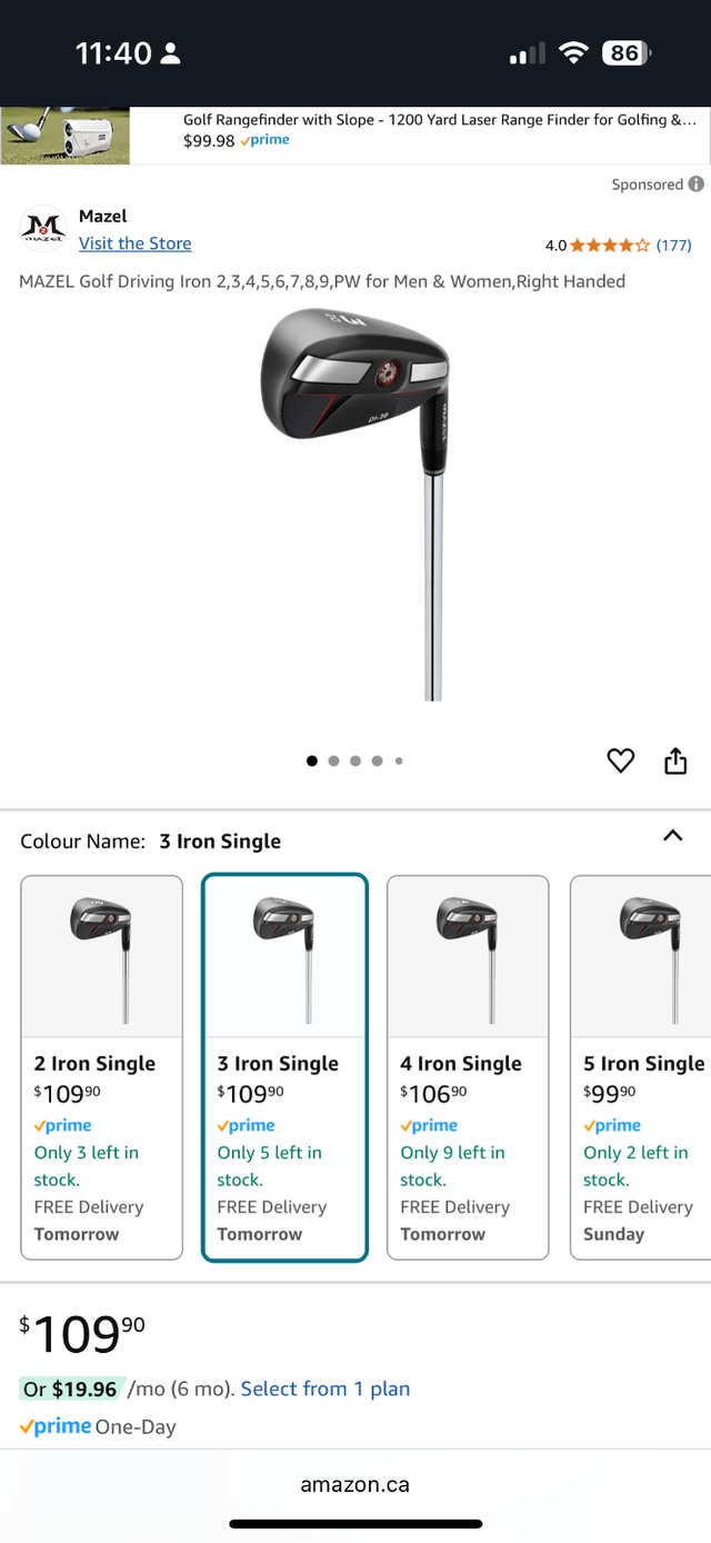 Mazel DI-20 3 iron in Golf in Mississauga / Peel Region - Image 8