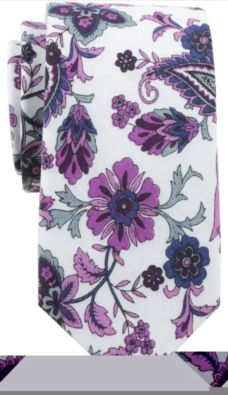 Men's Skinny Tie Linen Floral Print in Men's in Calgary - Image 3