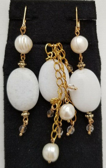 Jewelry set (pendant and earrings), with white jade in Hobbies & Crafts in City of Toronto - Image 4