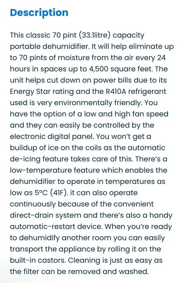 Danby premier dehumidifier 70 pint in Heaters, Humidifiers & Dehumidifiers in Kitchener / Waterloo - Image 4