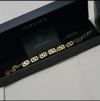 Unisex Versace Goldtone Grecamania Bracelet Unisex Medusa Charm