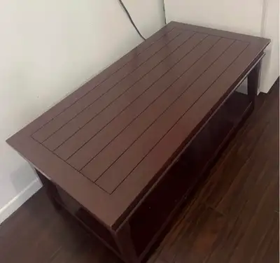 Dark Red Coffee Table with Shelf, View more