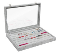 Earring Organizer Tray with Clear Lid,7 Slots