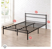 King size metal bed with headboard. Already assembled. NEW