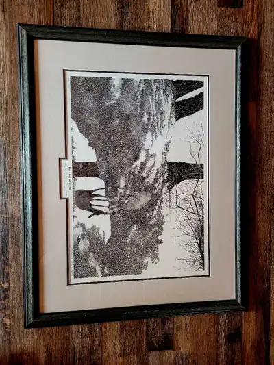 Ducks Unlimited - "The First Small Sip" Framed picture / artwork by Owen Garrett. 35" x 28" Frame. P...
