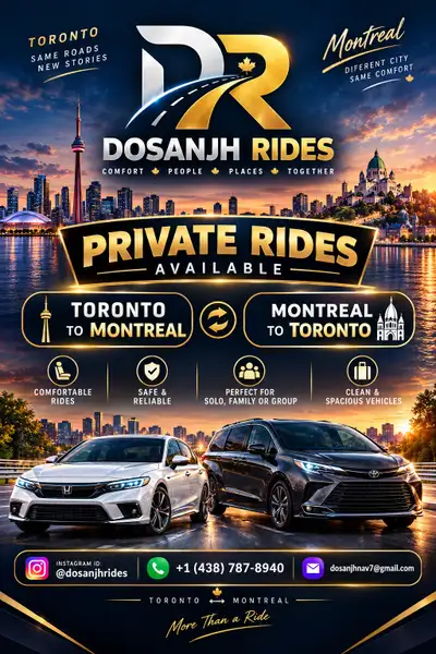 Toronto To Montreal Rideshare | Parcel |Rides| Door ToDoor, View more