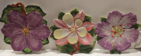 Set of ceramic decorative flower plates