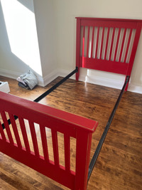Red single shaker style bed