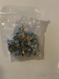 light blue rosary hand handmade