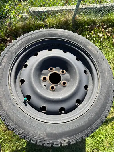 Good for one season. As is hankook with wheels. 205/55/16. Good condition.