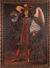 Cuszco style oil painting of an angel