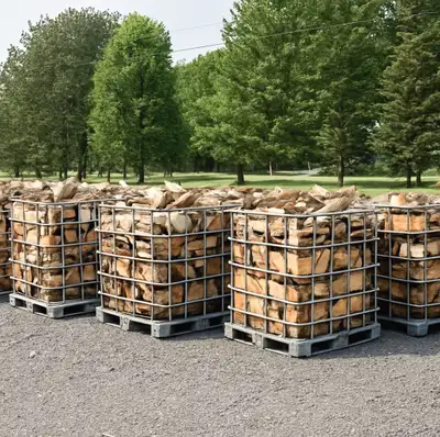 Firewood available for pick-up by the container (1/3 cord) (Cage not included) Ash $140/container Oa...