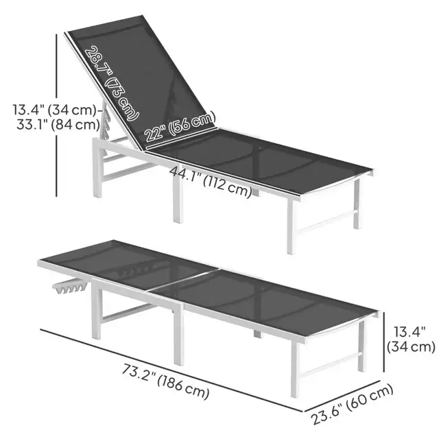 Outdoor Lounge Chair, 5-Level Reclining Outdoor Chaise Lounge Ta in Patio & Garden Furniture in Markham / York Region - Image 4