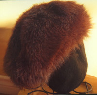 Sliver Fox Fur Hat Rose Colour